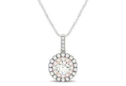ROUND SHAPE HALO DIAMOND PENDANT IN 14K WHITE AND ROSE GOLD (1/2 CTTW) - PIERGIORGIO CERRONI