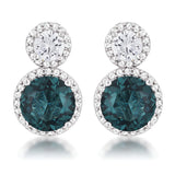 10 CT RHODIUM BLUE GREEN SNOWMAN CZ EARRINGS - PIERGIORGIO CERRONI