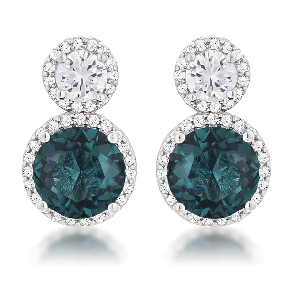 10 CT RHODIUM BLUE GREEN SNOWMAN CZ EARRINGS - PIERGIORGIO CERRONI