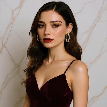 18K GOLD ETERNITY HOOP EARRINGS