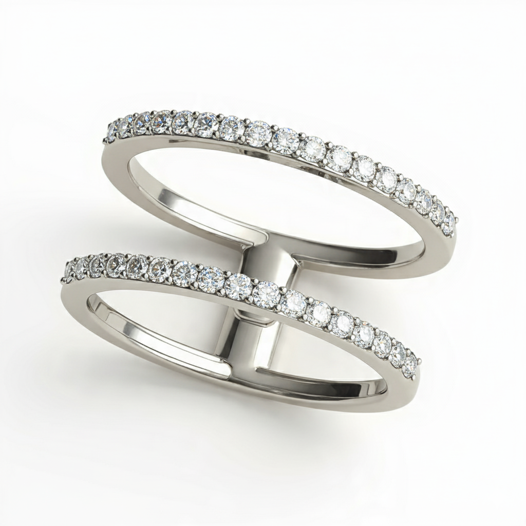 DIAMOND EMBELLISHED DUAL BAND RING IN WHITE GOLD (1/3 CTTW)