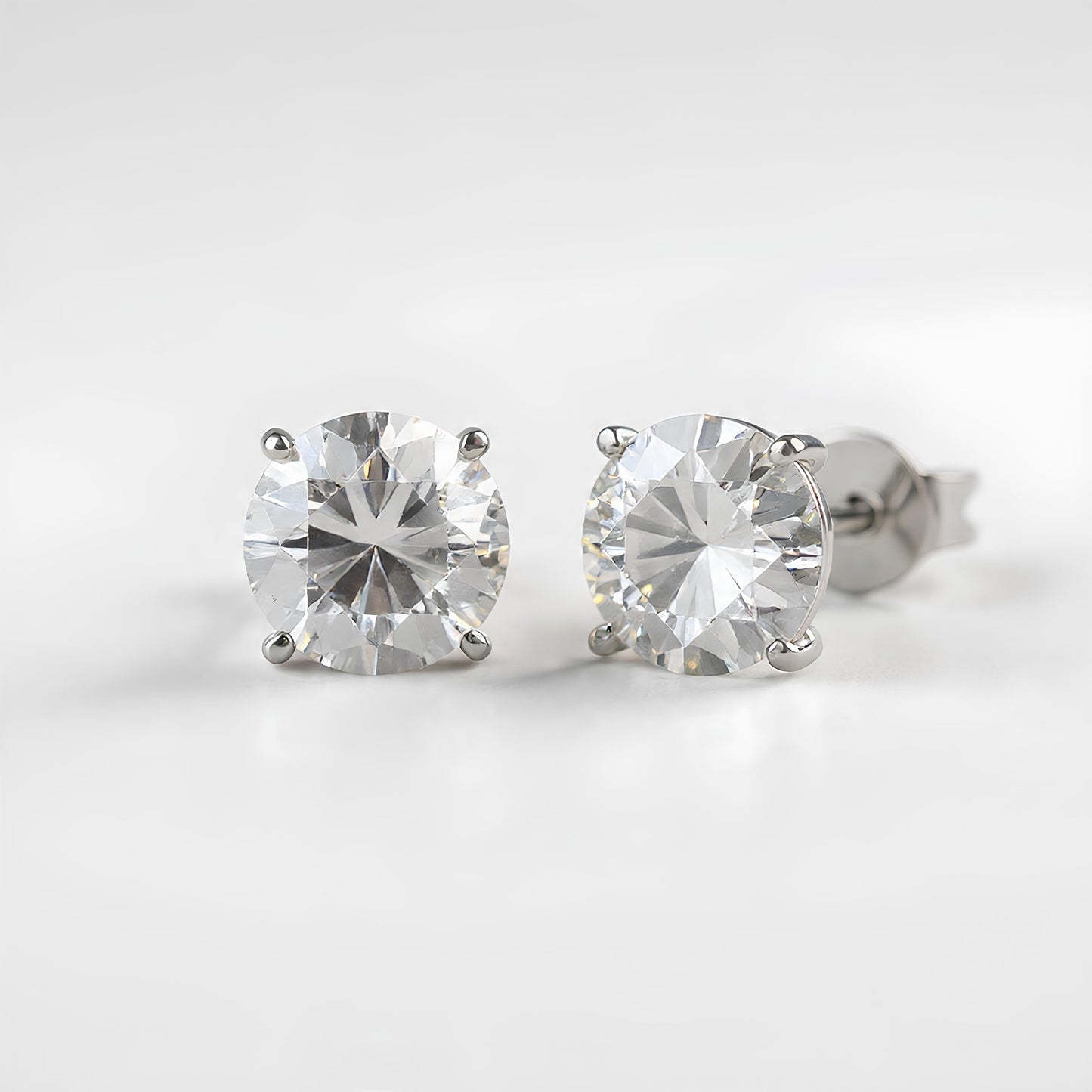 4 CTTW CERTIFIED IGI LAB GROWN ROUND DIAMOND STUD EARRINGS WHITE GOLD (G/VS2)