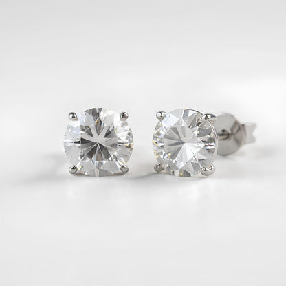 4 CTTW CERTIFIED IGI LAB GROWN ROUND DIAMOND STUD EARRINGS WHITE GOLD (G/VS2)