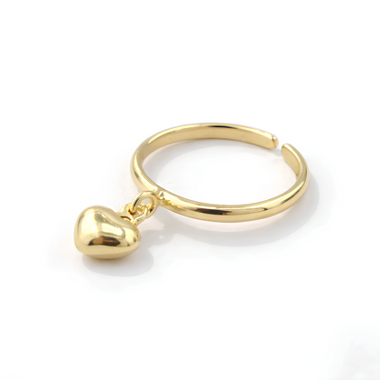 PUFFED HEART MOTIF CUFF TOE RING IN YELLOW GOLD