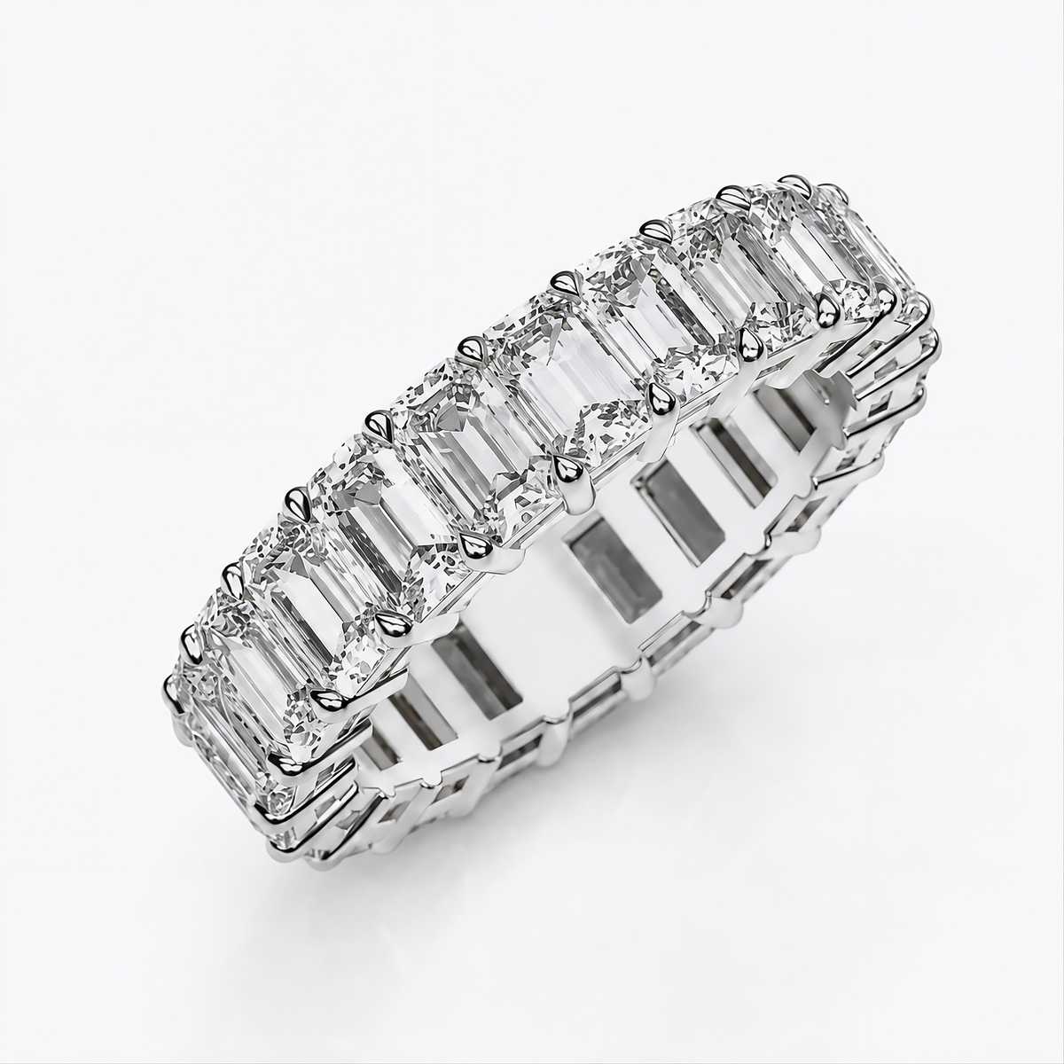 EMERALD CUT LAB GROWN DIAMOND ETERNITY RING IN WHITE GOLD (3 CTTW FG/VS2)