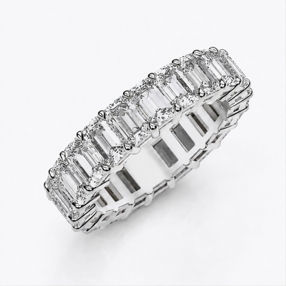 EMERALD CUT LAB GROWN DIAMOND ETERNITY RING IN WHITE GOLD (3 CTTW FG/VS2)