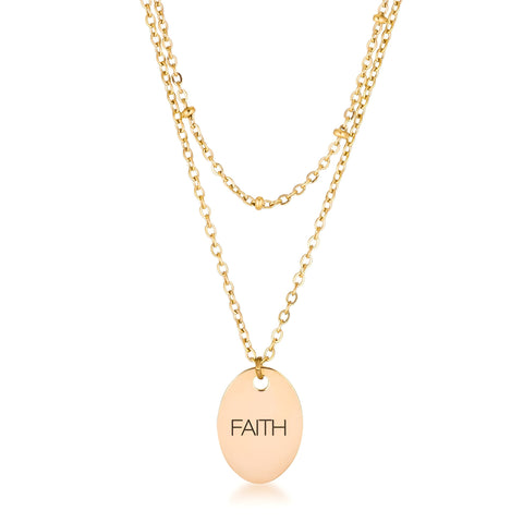 18K GOLD DOUBLE CHAIN FAITH NECKLACE - PIERGIORGIO CERRONI