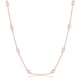 16" ROSE GOLD CLEAR CZ ROUND BEZEL SATURN NECKLACE