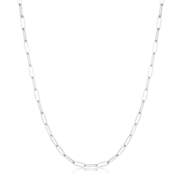 16" RHODIUM LINKED PETITE PAPERCLIP CHAIN NECKLACE - PIERGIORGIO CERRONI