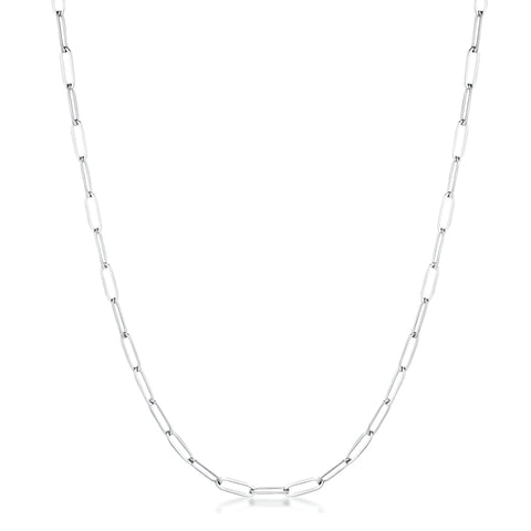 16" RHODIUM LINKED PETITE PAPERCLIP CHAIN NECKLACE
