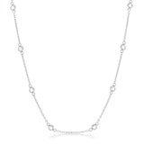 16" SILVER CLEAR CZ ROUND BEZEL SATURN NECKLACE