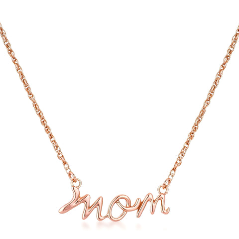 18K ROSE GOLD MOM SCRIPT NECKLACE