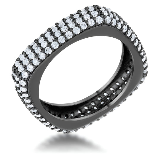 JANA 1.29 CT CZ HEMATITE CONTEMPORARY SQUARE BAND RING