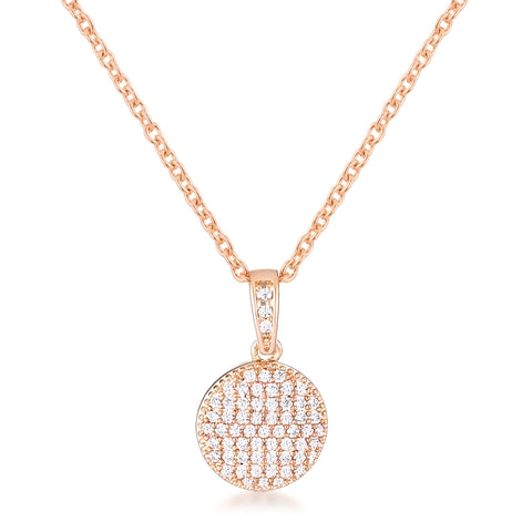 ROSE GOLD NECKLACE WITH CZ DISK PENDANT