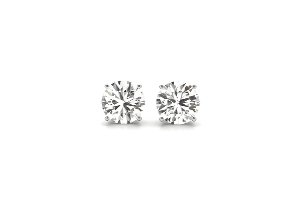 4 CTTW CERTIFIED IGI LAB GROWN ROUND DIAMOND STUD EARRINGS 14K WHITE GOLD (G/VS2)