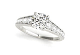 14K WHITE GOLD TAPERED SHANK ROUND DIAMOND ENGAGEMENT RING - PIERGIORGIO CERRONI