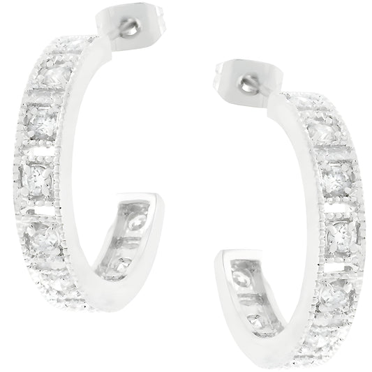 STUDDED CZ HOOPLET EARRINGS