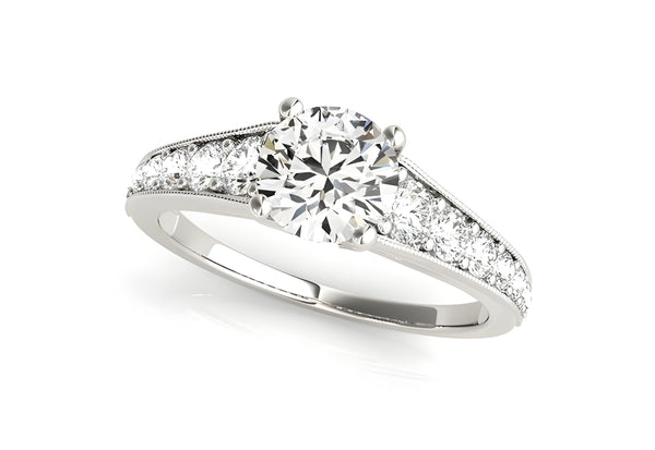 14K WHITE GOLD TAPERED SHANK ROUND DIAMOND ENGAGEMENT RING - PIERGIORGIO CERRONI