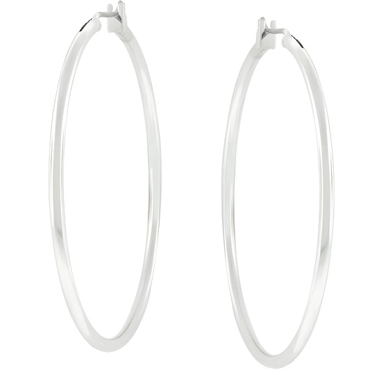 LARGE SILVERTONE FINISH HOOP EARRINGS