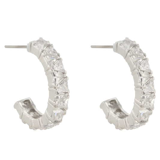 TRILLION CUT CZ HOOP EARRINGS