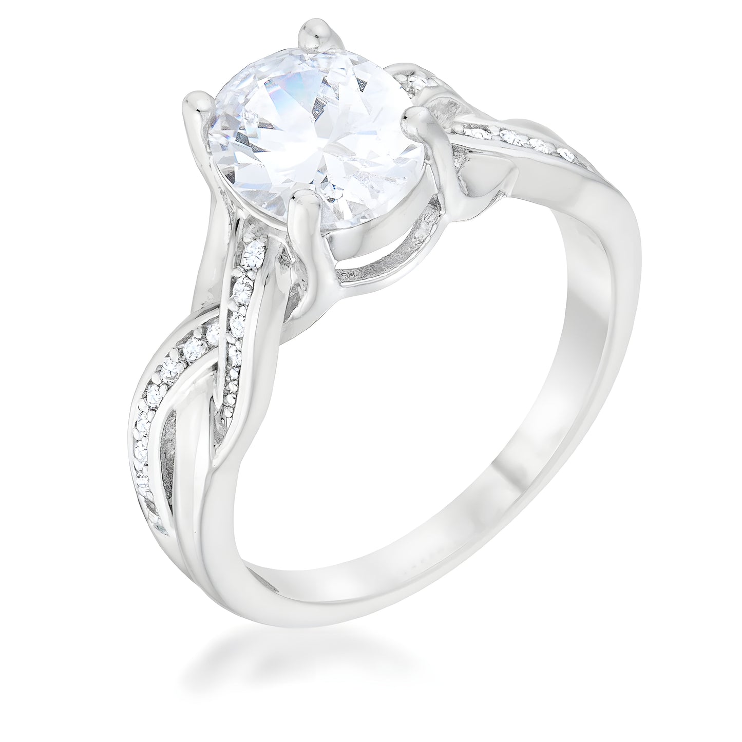 JUSTINE 2 CT CZ RHODIUM CLASSIC OVAL RING