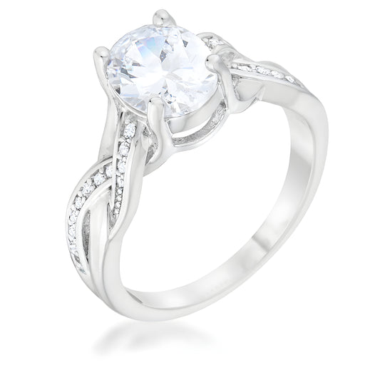 JUSTINE 2 CT CZ RHODIUM CLASSIC OVAL RING