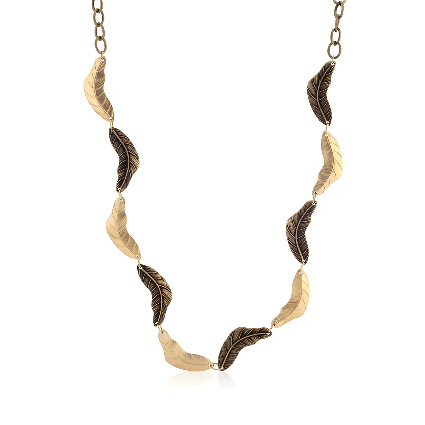 VINTAGE LEAF TWO-TONE FINISH NECKLACE
