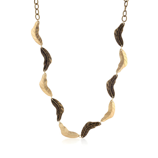 VINTAGE LEAF TWO-TONE FINISH NECKLACE