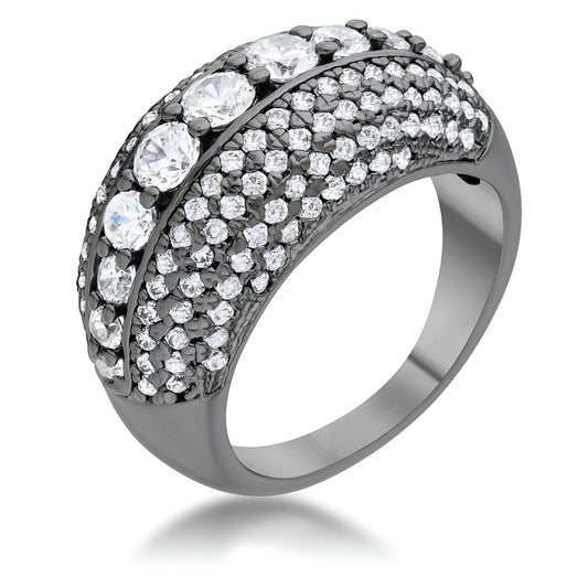 KRISTA 1.5 CT CZ HEMATITE CONTEMPORARY COCKTAIL RING