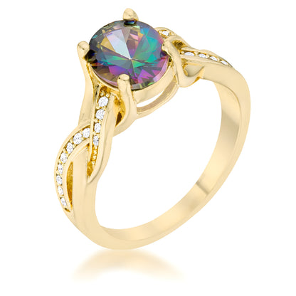 JUSTINE 2 CT MYSTIC CZ 14K GOLD CLASSIC OVAL RING