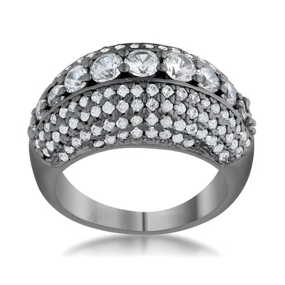 KRISTA 1.5 CT CZ HEMATITE CONTEMPORARY COCKTAIL RING