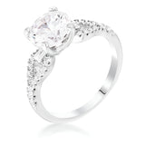 2.11 CT RHODIUM ROUND CUT CZ PETITE RIBBON ENGAGEMENT RING - PIERGIORGIO CERRONI