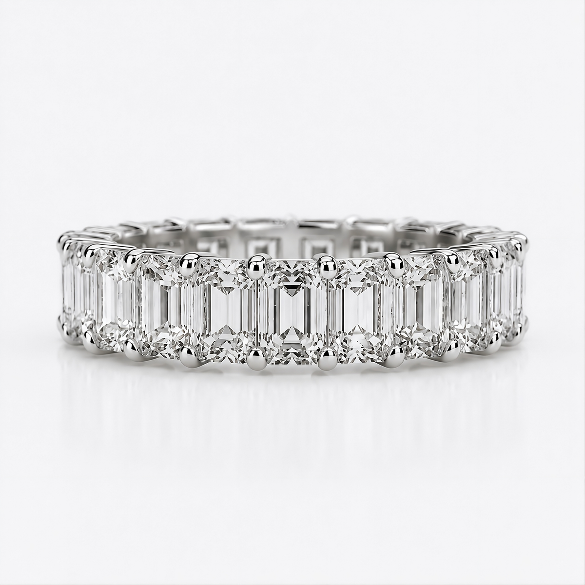 EMERALD CUT LAB GROWN DIAMOND ETERNITY RING IN WHITE GOLD (3 CTTW FG/VS2)