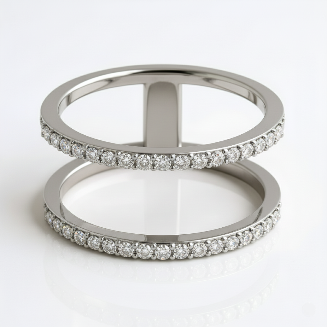 DIAMOND EMBELLISHED DUAL BAND RING IN WHITE GOLD (1/3 CTTW)