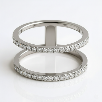 DIAMOND EMBELLISHED DUAL BAND RING IN WHITE GOLD (1/3 CTTW)