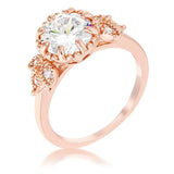 2 CT ROSE GOLD ROUND CUT CZ TRIO LAUREL LEAF ENGAGEMENT RING