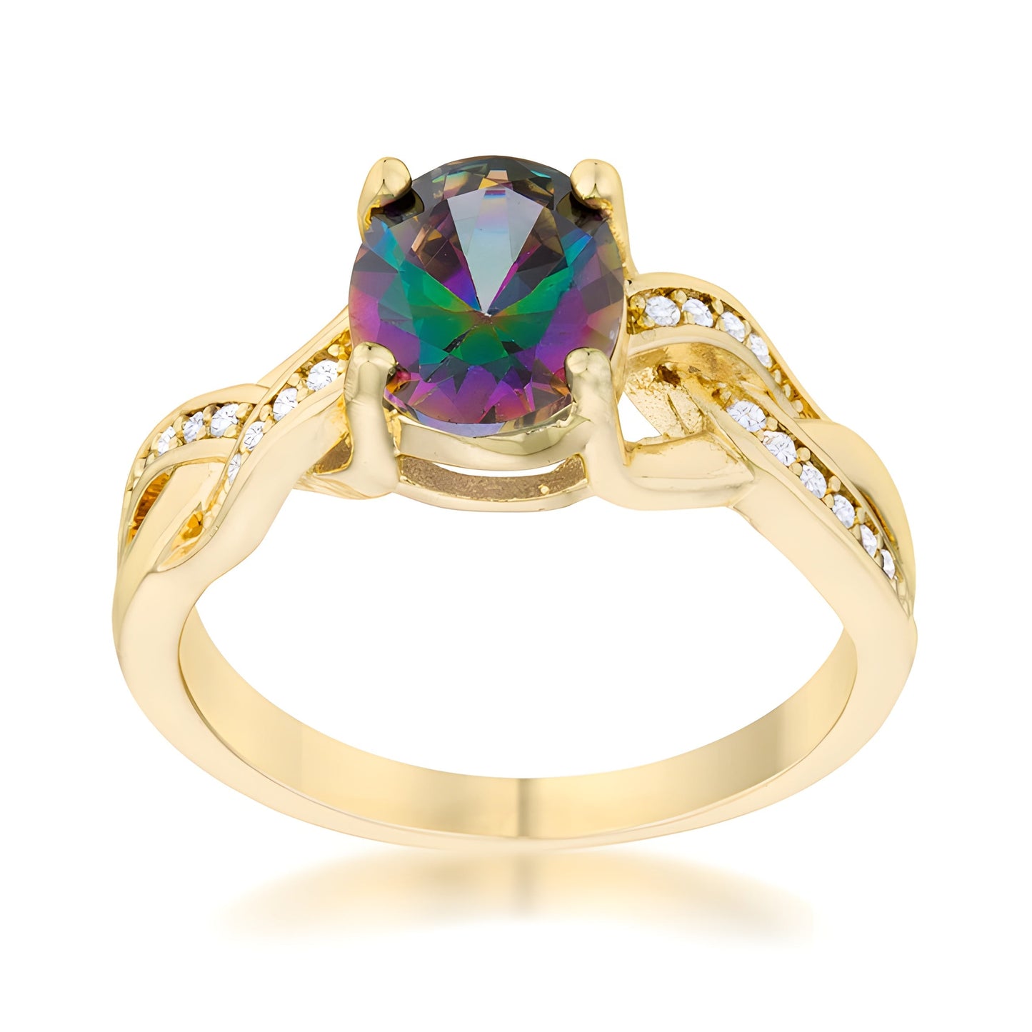 JUSTINE 2 CT MYSTIC CZ 14K GOLD CLASSIC OVAL RING