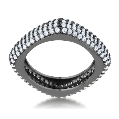 JANA 1.29 CT CZ HEMATITE CONTEMPORARY SQUARE BAND RING