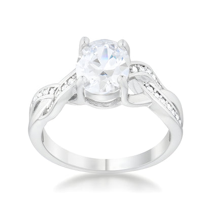 JUSTINE 2 CT CZ RHODIUM CLASSIC OVAL RING