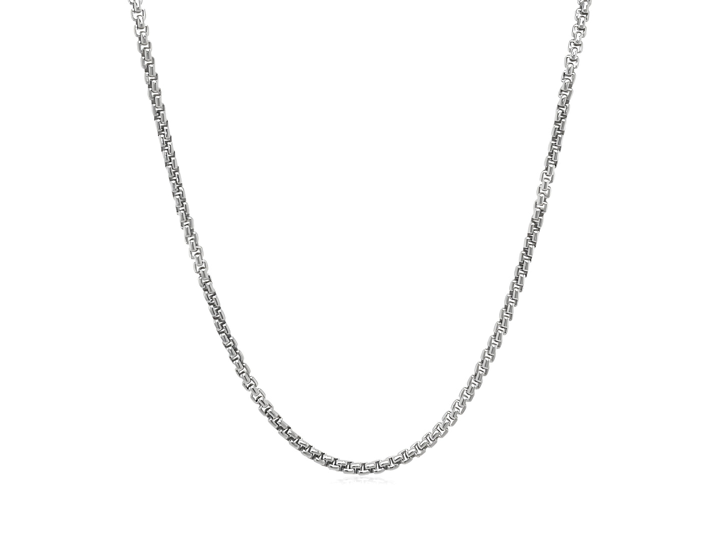 SOLID ROUND BOX CHAIN IN 14K WHITE GOLD (1.6 MM)