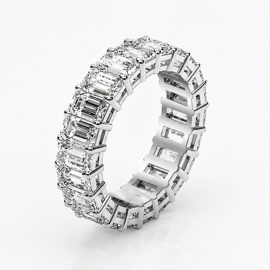 EMERALD CUT LAB GROWN DIAMOND ETERNITY RING IN WHITE GOLD (3 CTTW FG/VS2)