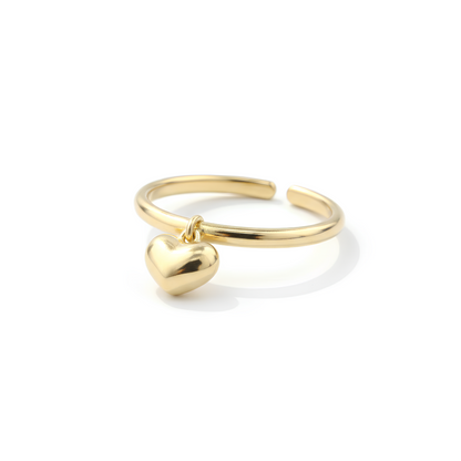 PUFFED HEART MOTIF CUFF TOE RING IN YELLOW GOLD
