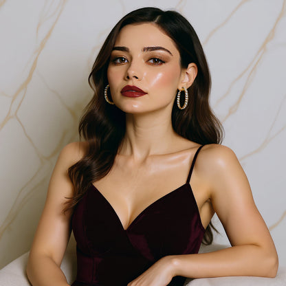 18K GOLD ETERNITY HOOP EARRINGS