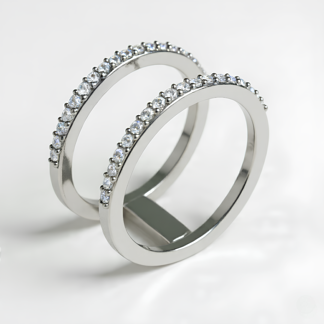 DIAMOND EMBELLISHED DUAL BAND RING IN WHITE GOLD (1/3 CTTW)