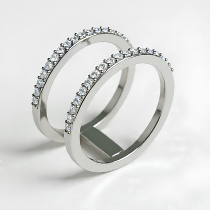 DIAMOND EMBELLISHED DUAL BAND RING IN WHITE GOLD (1/3 CTTW)