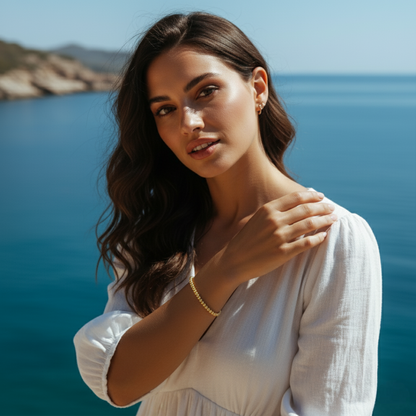 YELLOW GOLD HIGH POLISH BEAD CUFF BANGLE (2.00 MM)