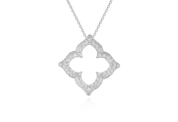 FLORAL CUT-OUT DIAMOND PENDANT IN 14K WHITE GOLD (1/3 CTTW)