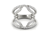 DUAL BAND FLORAL MOTIF DIAMOND EMBELLISHED RING IN 14K WHITE GOLD (5/8 CTTW)