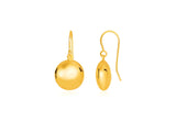 14K YELLOW GOLD PUFFED CIRCLE SHAPE DROP EARRINGS