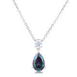 4.95 CT RHODIUM MYSTIC IRIDESCENT TEARDROP PENDANT - PIERGIORGIO CERRONI